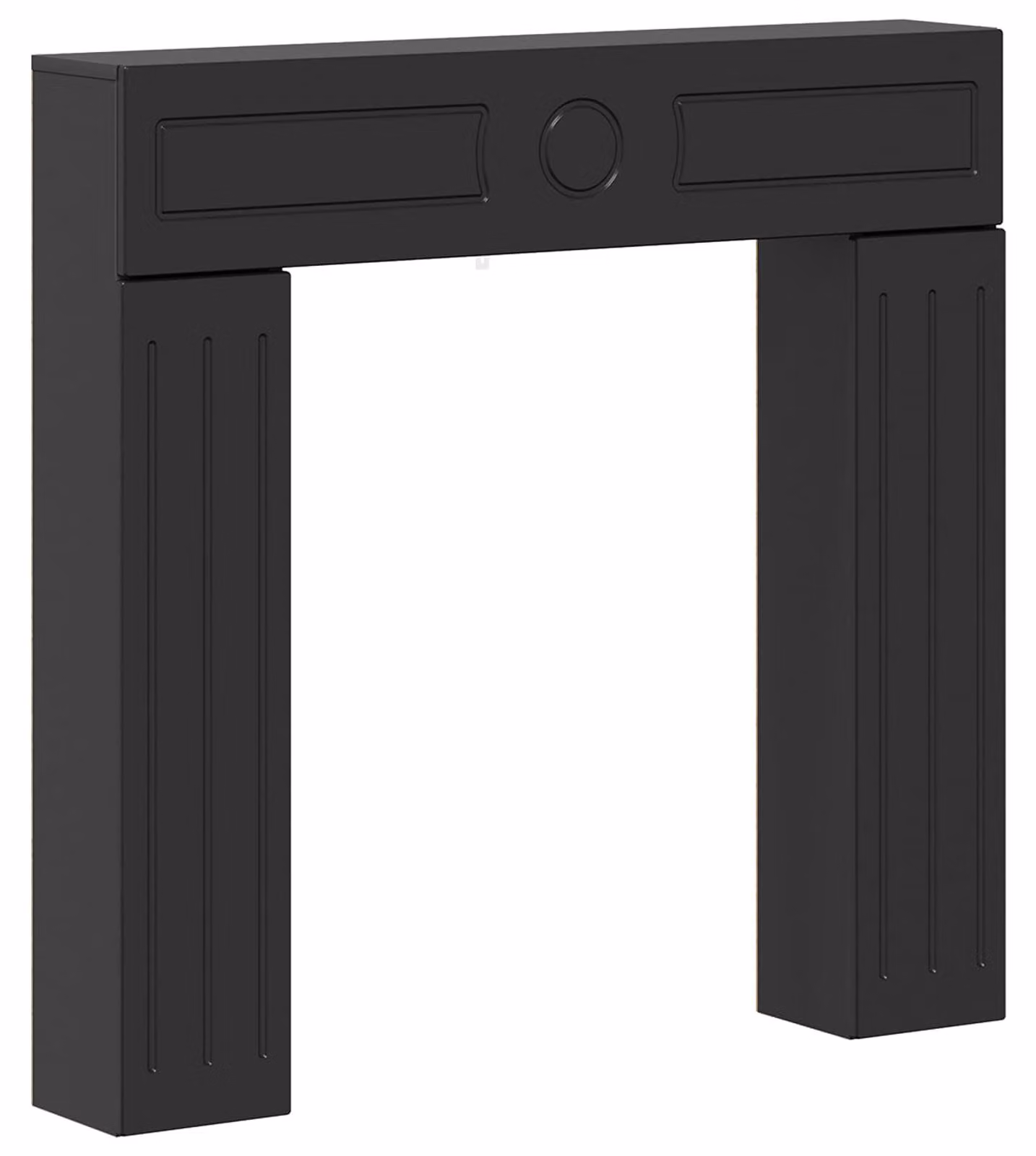 Cornice per camino, colore nero, dimensioni 102 x 18 x 100,5 cm, realizzata in materiale composito di legno