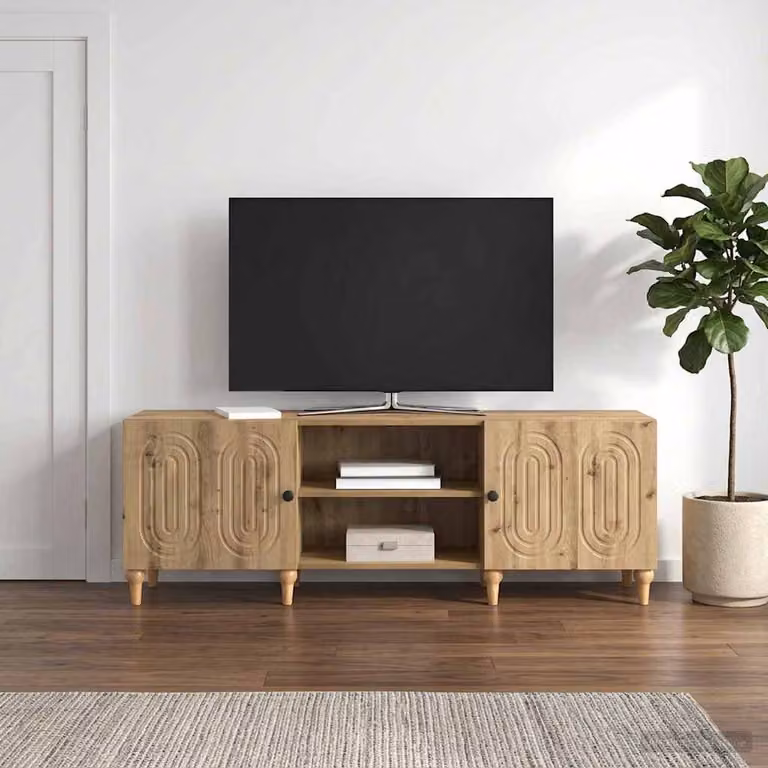 Mobile TV vidaXL moderno in legno marrone con ruote L 150 cm x P 31 cm x H 50 cm