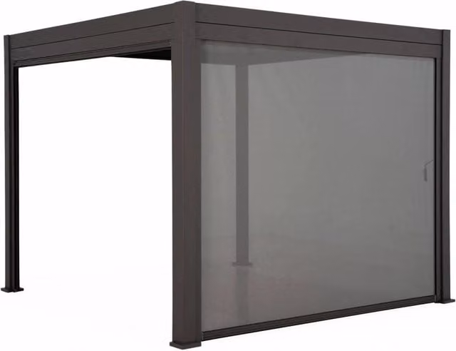 Pergola bioclimatica Sweeek in alluminio e acciaio con tenda da sole, colore antracite, L: 400 cm, P: 300 cm – 1