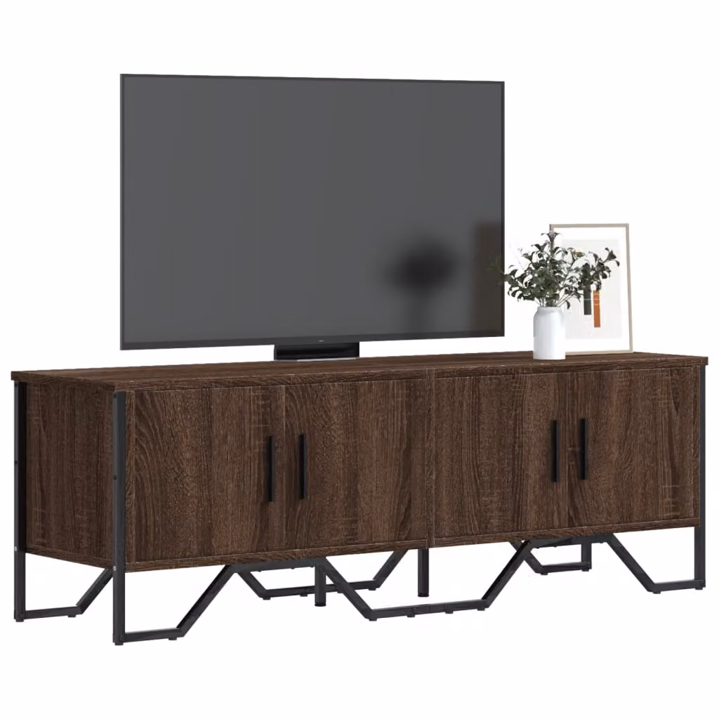 vidaXL Mobile Porta TV Rovere Marrone in Legno e Metallo L/P/H: 122 x 34 x 41 cm