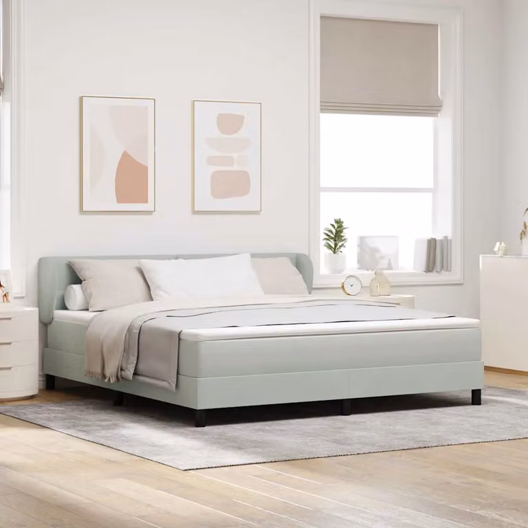 Letto a molle con testiera vidaXL in velluto grigio, L/P/H: 180 x 200 x 183 cm