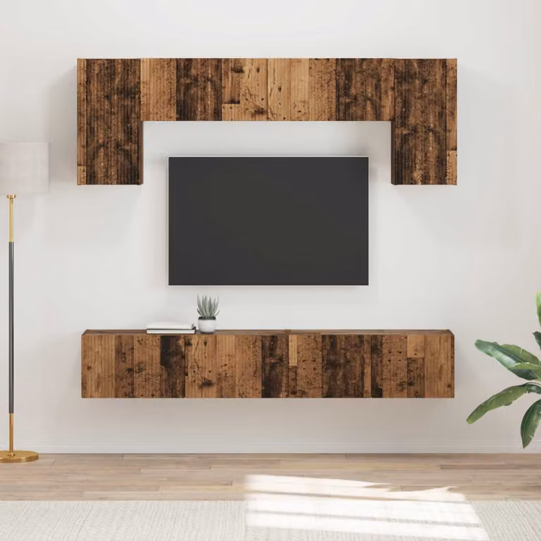 Set mobile TV moderno vidaXL in legno marrone opaco, 4 pezzi