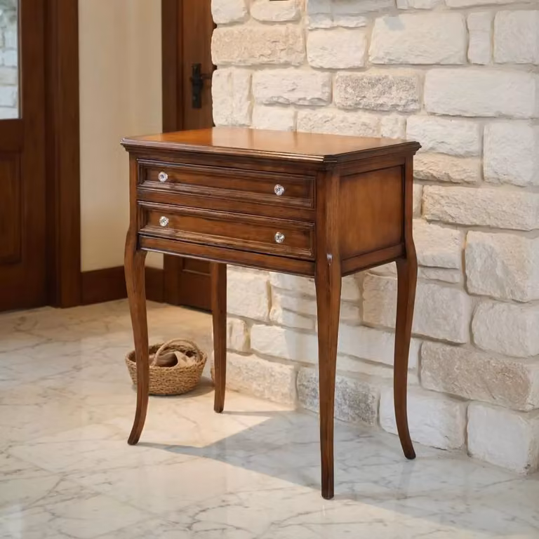 Porta telefono in legno Mobili 2G con 2 cassetti e ribalta L: 70 cm, P: 38 cm, H: 80 cm