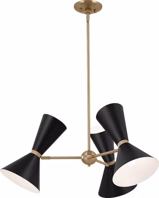 Sospensione Kichler Phix oro/nero con 3 paralumi 6xE27