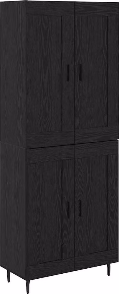 Credenza 2 pcs Rovere Nero Legno multistrato