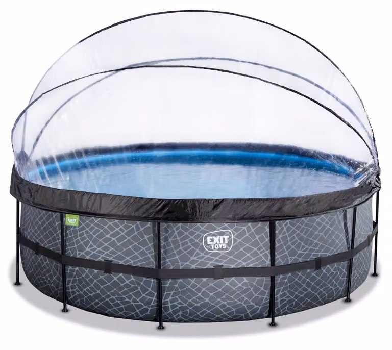 Piscina rotonda di grandi dimensioni, diametro 450 x 122 cm - capacità 15233 litri - grigia - piscina con struttura
