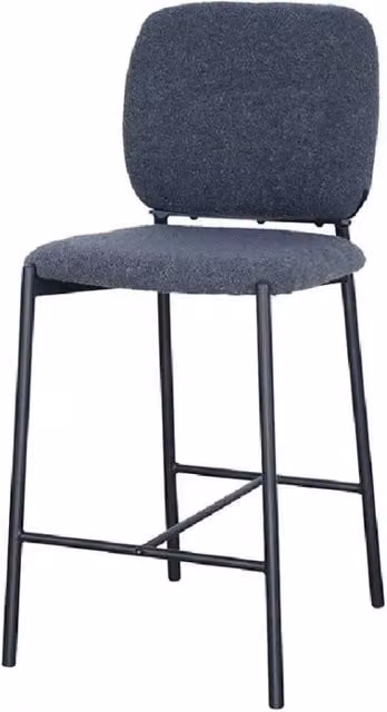 Sedia da banco Meublorama in stile industriale con tessuto grigio e gambe in metallo nero, Altezza: 99 cm