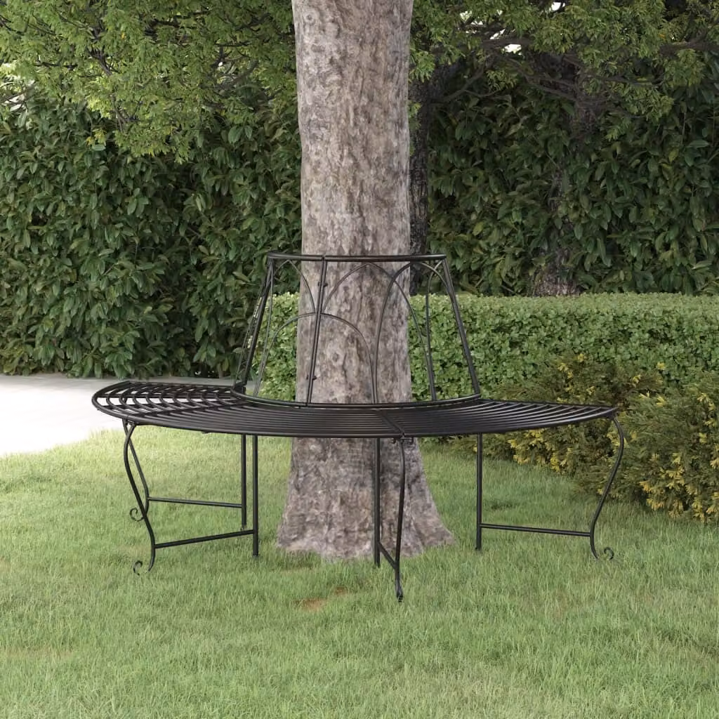The Living Store Panca ad albero semicircolare Ø159 cm in acciaio nero