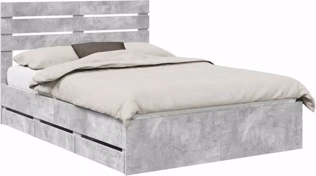 Letto matrimoniale | Letto per adulti | Struttura del letto con cassetto Grigio cemento 150 x 200 cm