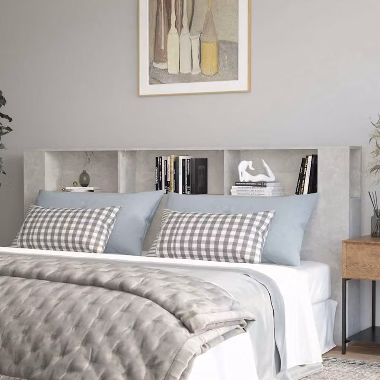 Testiera con scomparti e ripiano integrato vidaXL, Grigio Cemento, L 220 x P 18,5 x H 104,5 cm