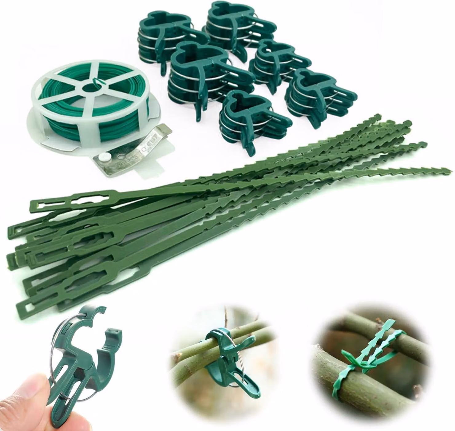 Set per legare le piante, clip per legare gli steli, filo da giardino, 71 parti