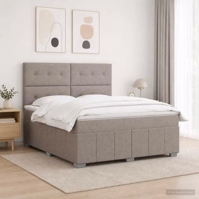 Letto box spring con materasso vidaXL in tessuto beige L: 180 cm, P: 200 cm, H: 76,5 cm – 1