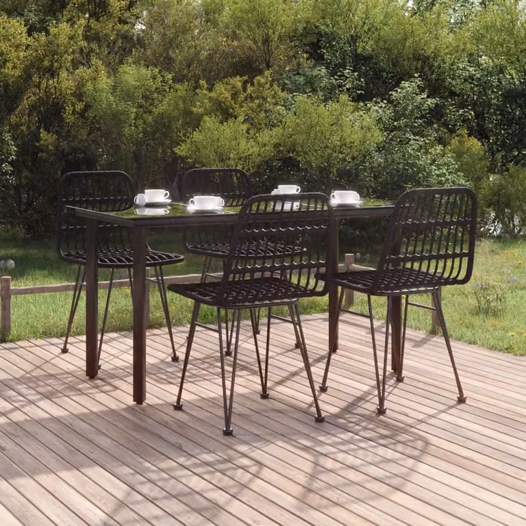 Maison Exclusive - Set da pranzo da giardino 5 pezzi in polyrattan nero