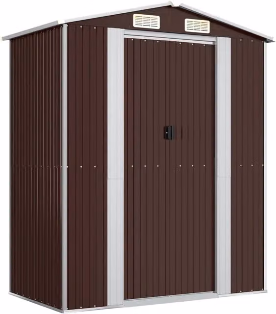 Capanno da giardino per attrezzi in acciaio zincato marrone con porta scorrevole L/P/H: 192 x 108 x 223 cm