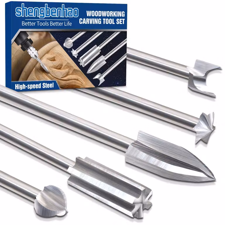 Utensili per la lavorazione del legno con 5 diverse punte per utensili rotanti