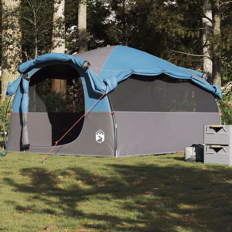 vidaXL Tenda Familiare a Tunnel per 6 Persone Blu in Poliestere Resistente all'acqua