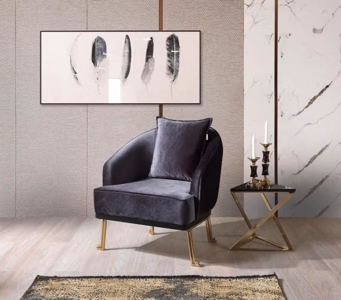 Sessel Schwarz Design Couch Sofa Sitzer Textil Lounge Polster Luxus Sitz Relax
