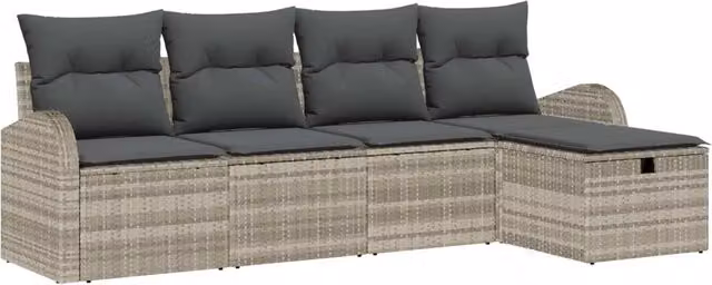 Set di divani 5 pz Grigio chiaro polyrattan 3359061