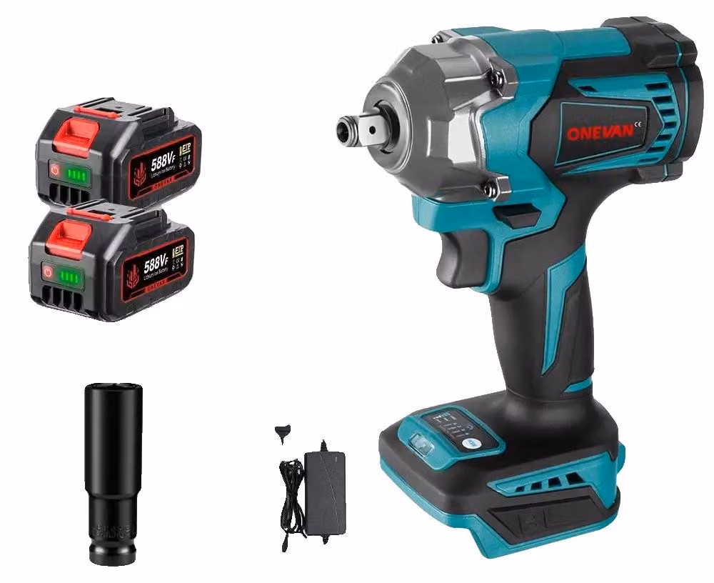 Avvitatore a impulsi elettrico, coppia di 1200 Nm, design senza fili, set di 2 batterie