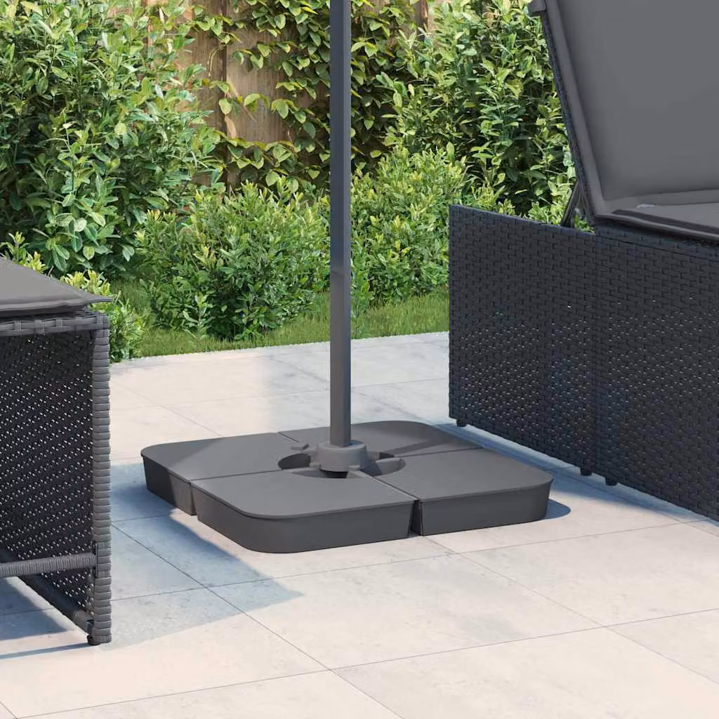 Set di 4 basi per ombrellone vidaXL con supporto a croce in plastica, colore grigio antracite, peso totale 100 kg