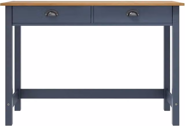 Consolle Hill con 2 Cassetti in Legno di Pino Grigia e Marrone L: 110 cm, P: 45 cm, H: 74 cm – 1