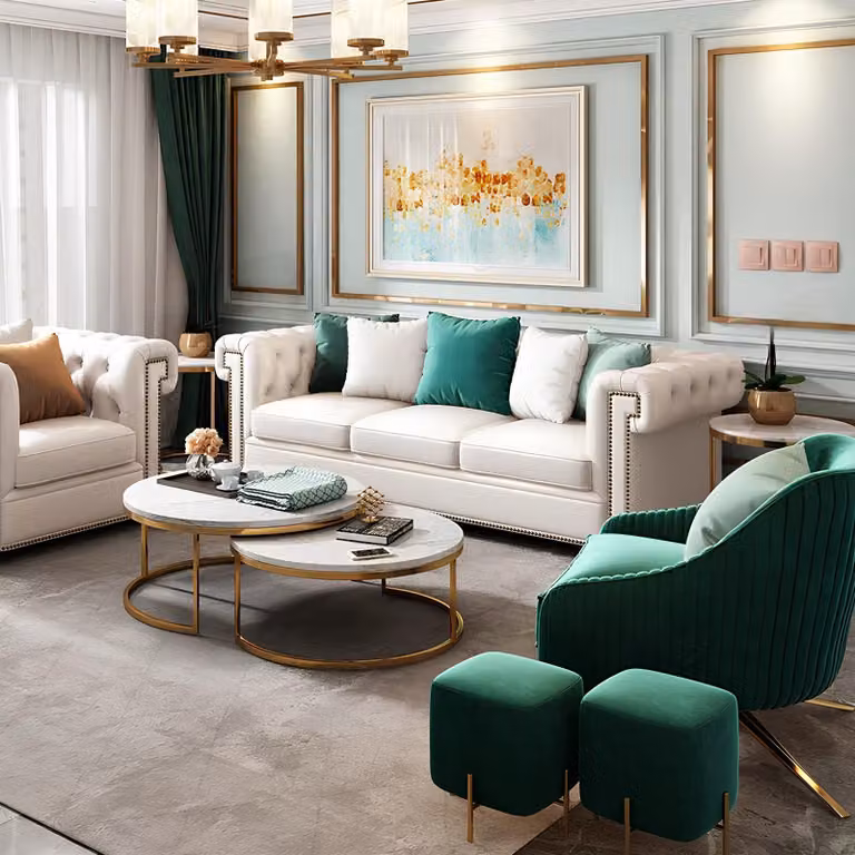 Sofa Polster Sitz Couch Garnitur Wohnzimmer Sofas Set 3+1+1 Stoff Garnituren