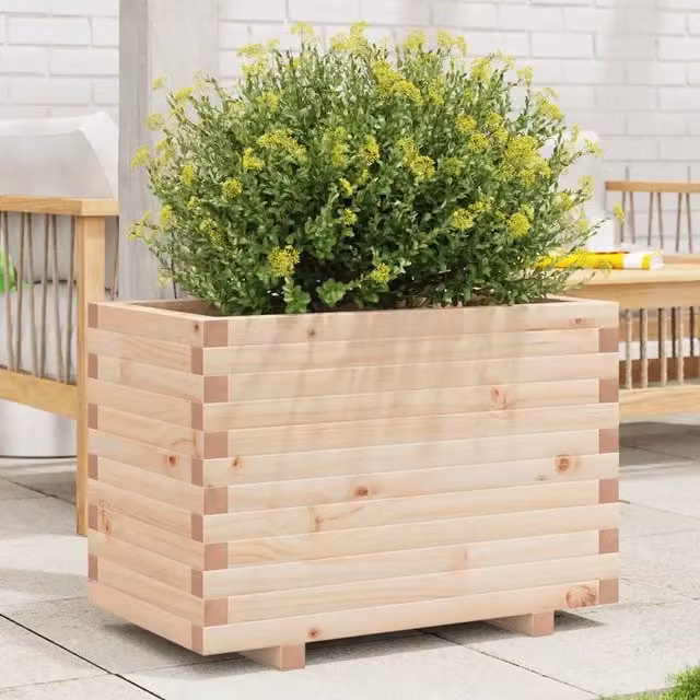 Fioriera da giardino Design Mania in legno di pino marrone, L: 70 cm, P: 40 cm, H: 49,5 cm