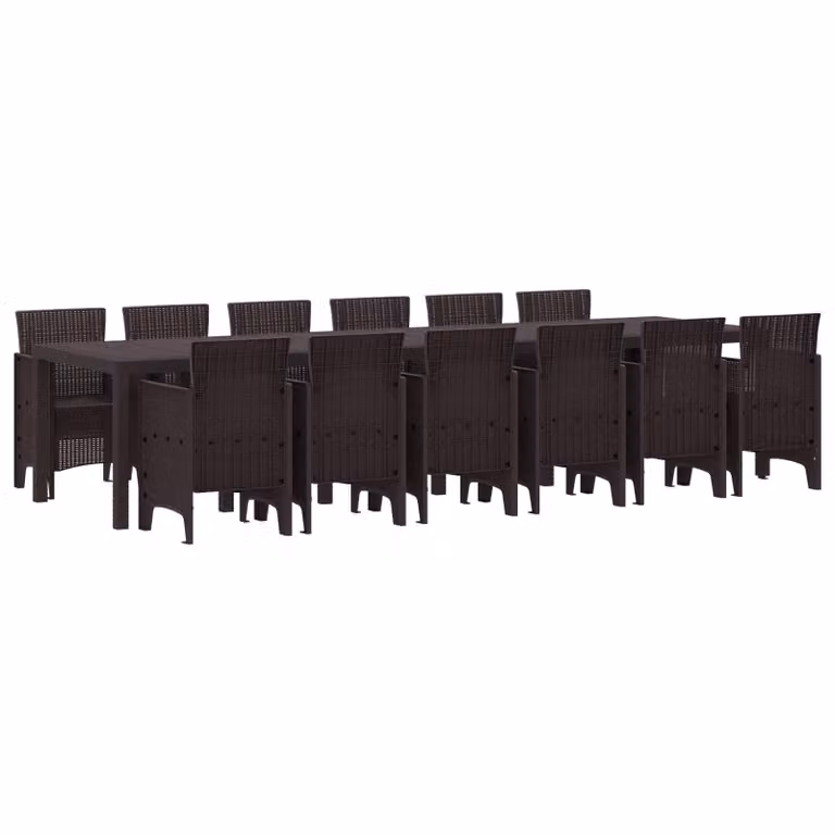 vidaXL Set da Pranzo per Giardino 13 pz Marrone Rattan Polt