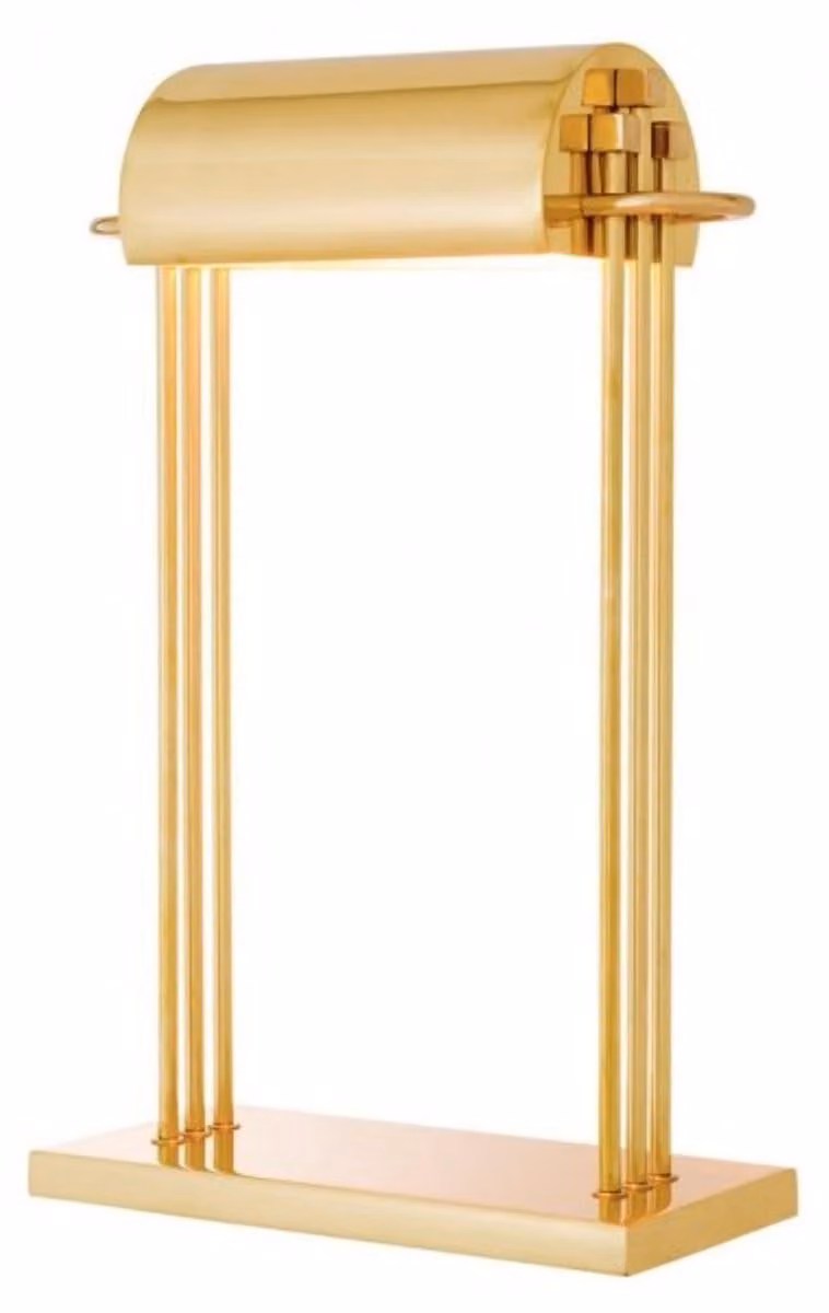 Lampada da scrivania "Casa Padrino", realizzata in ottone lucido, altezza 50 cm, lunghezza 32 cm, larghezza 14 cm