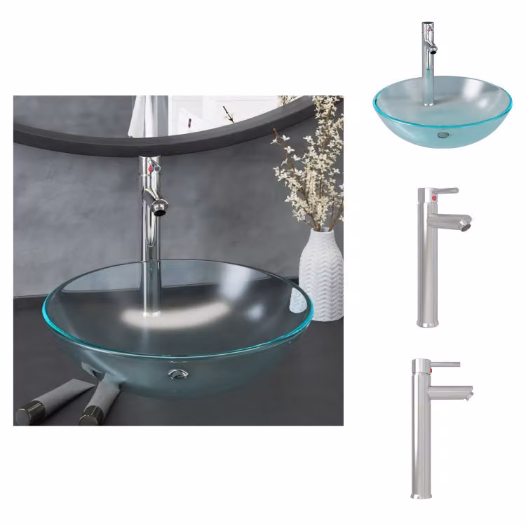 vidaXL Lavabo da bagno con rubinetto e scarico in vetro temperato smerigliato - Lavabo da bagno