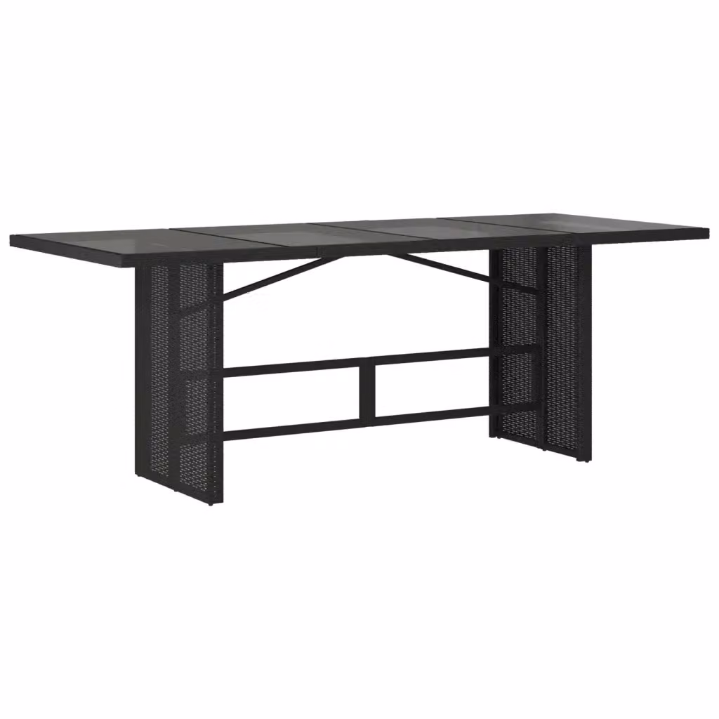 Tavolo da giardino rettangolare estensibile vidaXL in polyrattan e vetro nero L: 190 cm, P: 80 cm, H: 75 cm – 2