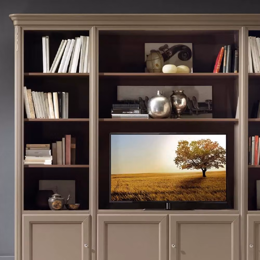 Libreria porta TV classica in legno Mobili 2G L/P/H: 257 x 48 x 225 cm – 2