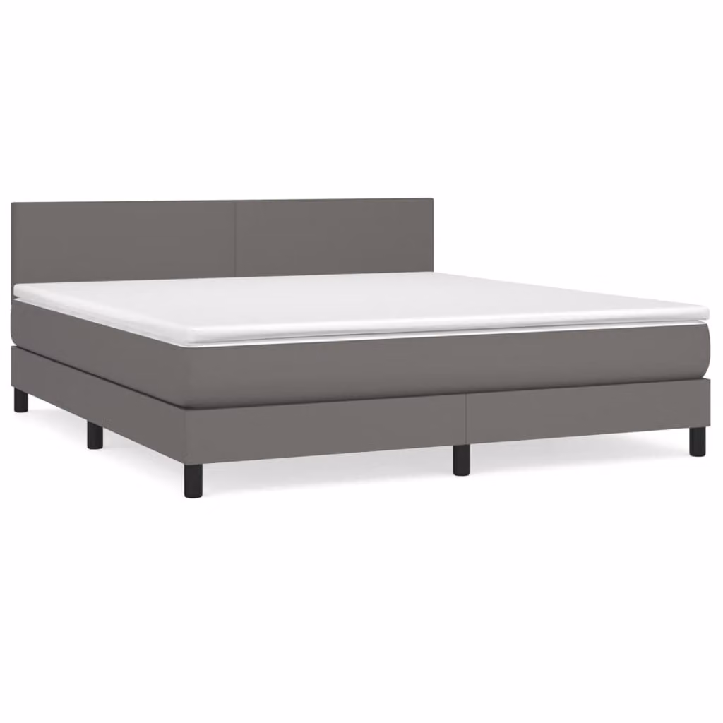 Giroletto a Molle con Materasso Grigio 160x200 cm in Pelle finta