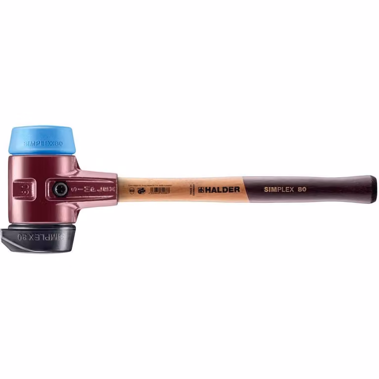 Mazza SIMPLEX soft-face con alloggiamento TE e manico in legno, Ø 80, composizione in gomma con base/TPE-soft