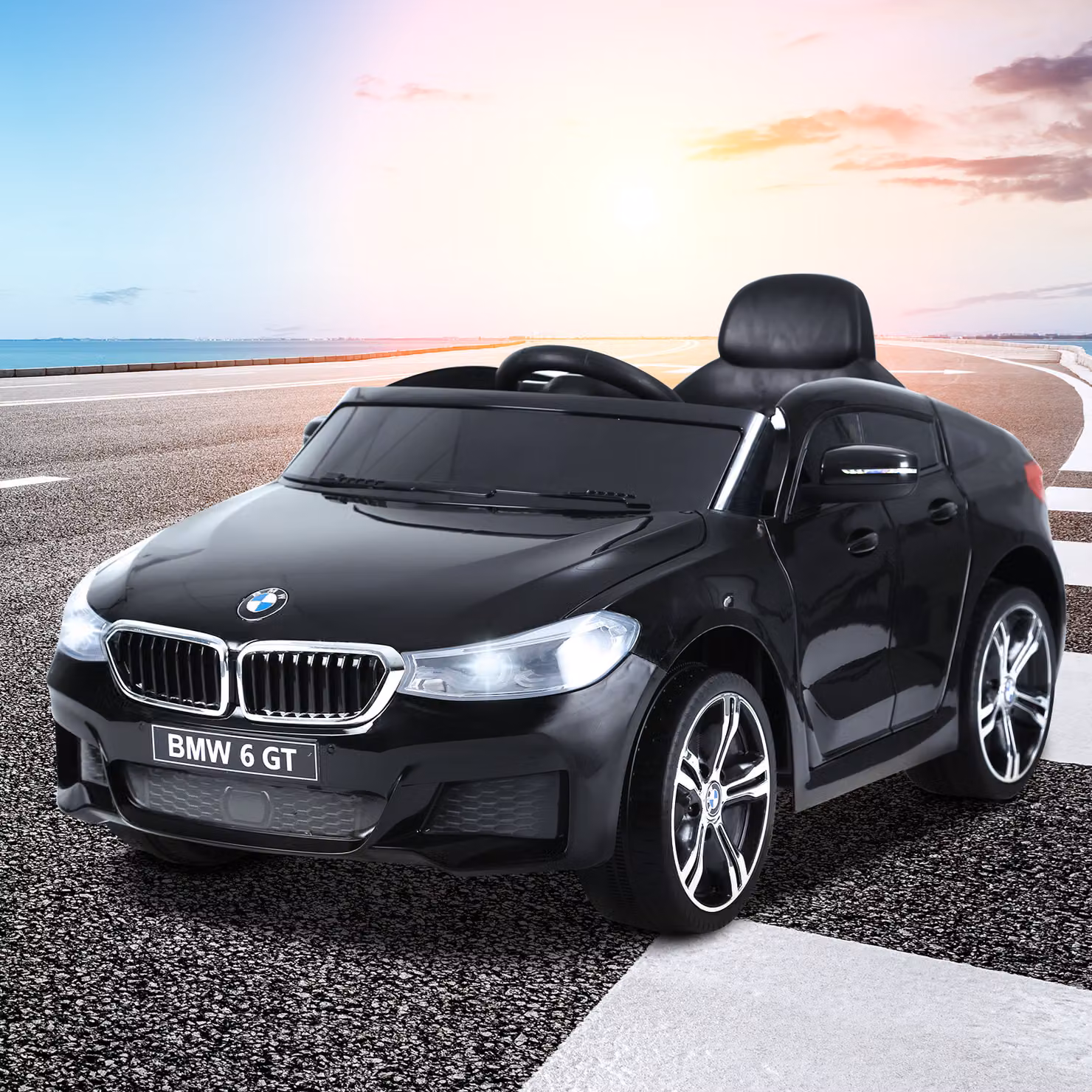 Auto Elettrica BMW 6GT per Bambini Aosom Colore Nero con Telecomando, Luci e Musica, Massimo Carico 30kg – 2
