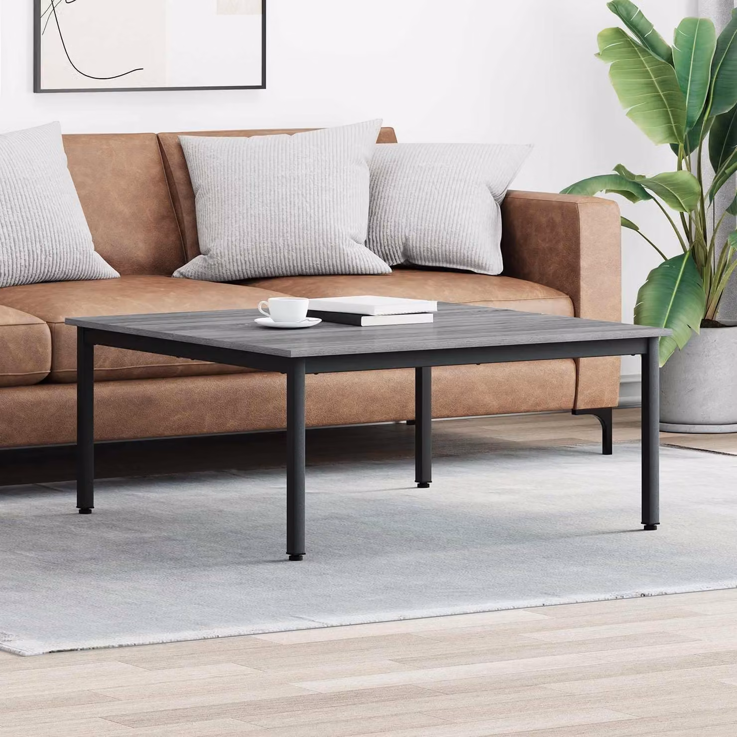 Maison Exclusive - Tavolino Sonoma grigio 100 x 100 x 45 cm Materiale ligneo