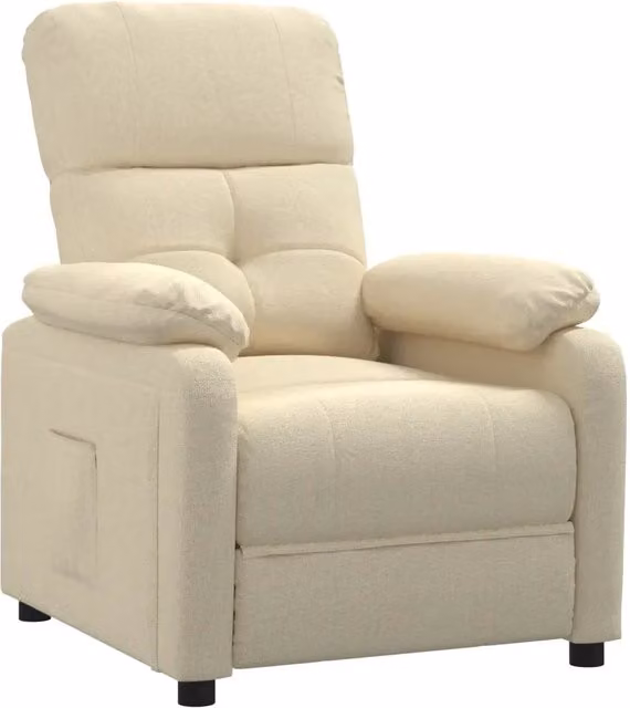 Poltrona | Sedia Relax Reclinabile in Tessuto Crema