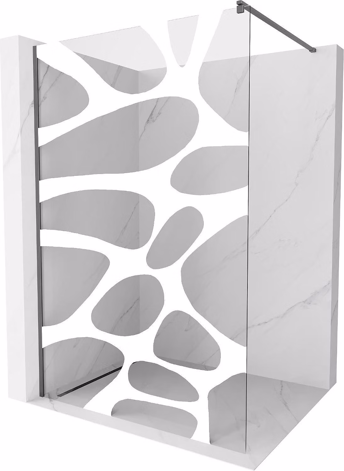 Mexen Kioto parete doccia Walk-in 70 x 200 cm, onda bianca 8 mm, gun metal - 800-070-101-95-97