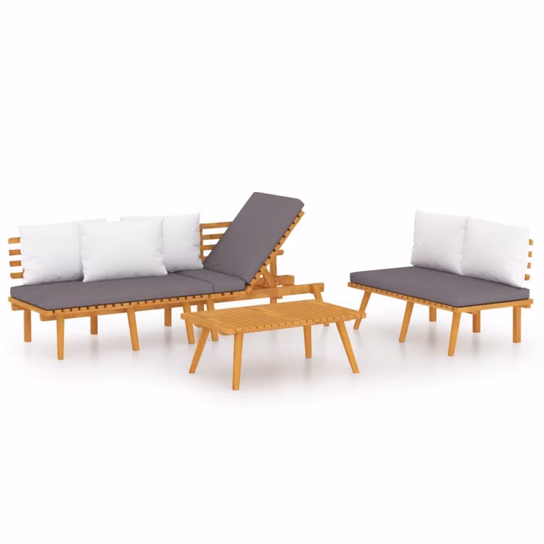 Set Divani da Giardino 3 pz con Cuscini in Massello di Acacia