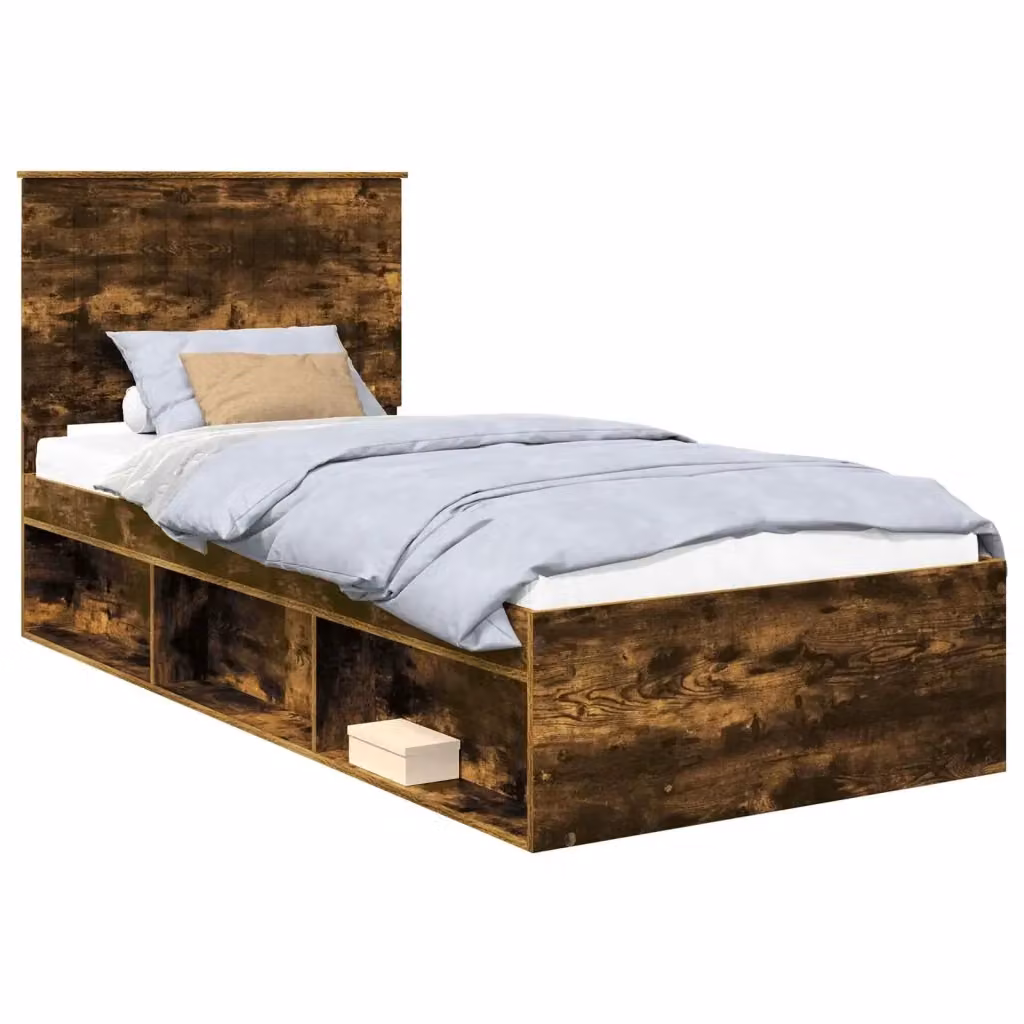 Struttura del letto in pino massello vidaXL colore Rovere Fumo L/P: 90 x 190 cm – 2
