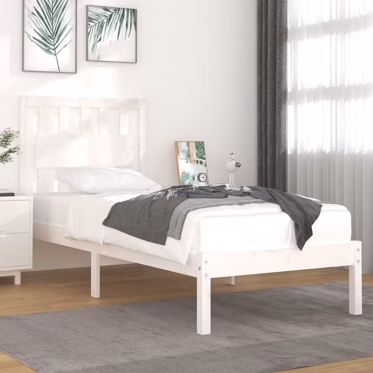 The Living Store Letto in legno massiccio di pino bianco 90x200 cm