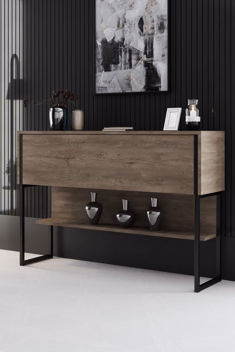 Skye Decor, Luxe - Nero, Noce, Cassettiere, Nero, 120 x 80 x 30 cm