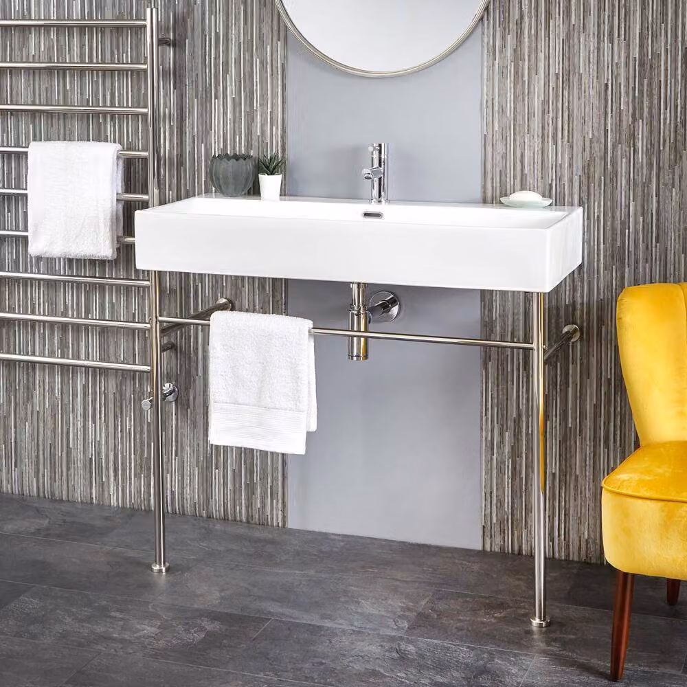 Lavabo a Consolle con Struttura Cromata - 1000 x 420mm - Sandford