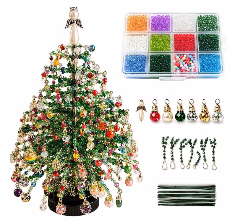 Kit per creare: Albero di Natale con perline e luci, design tridimensionale