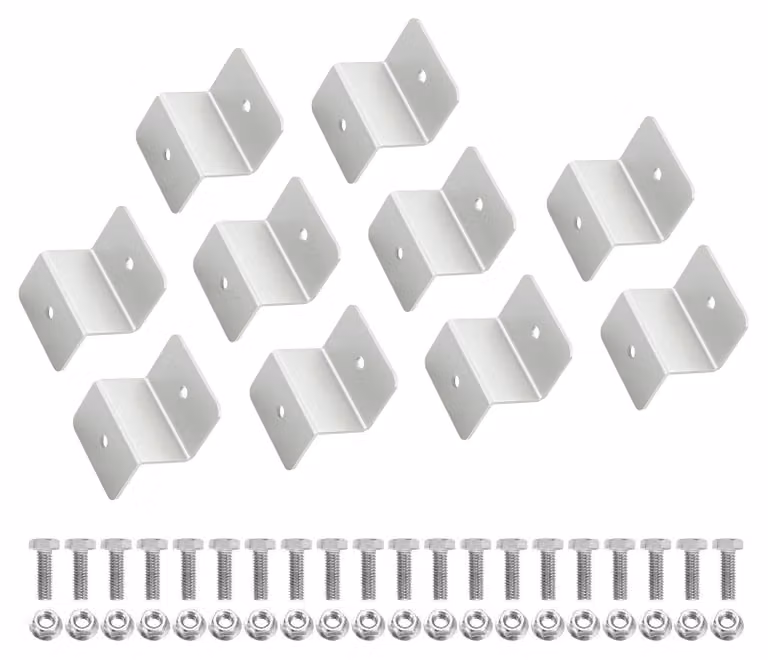 Confezione da 10 supporti a Z per pannelli solari, in alluminio, 30 mm, colore argento