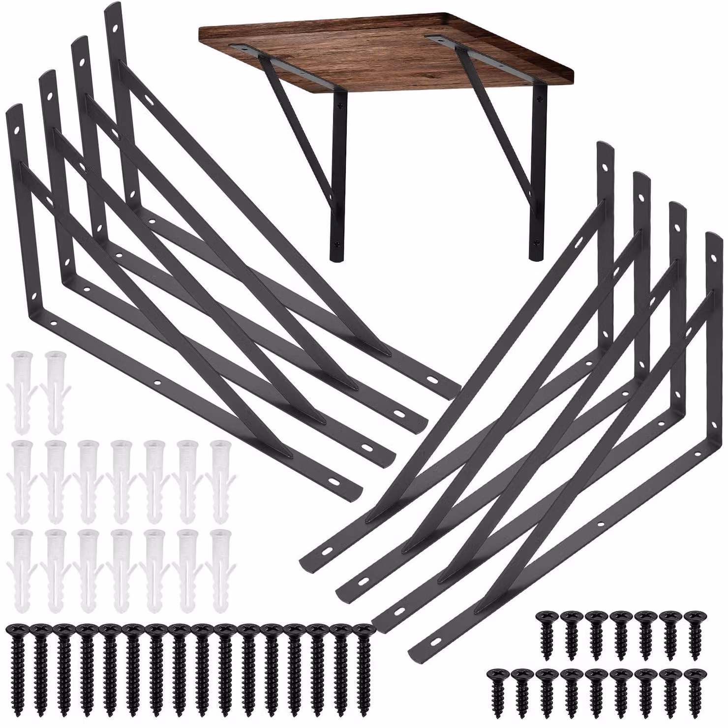 Omgoods - Set di 8 supporti triangolari per mensole, dimensioni 300 x 190 mm