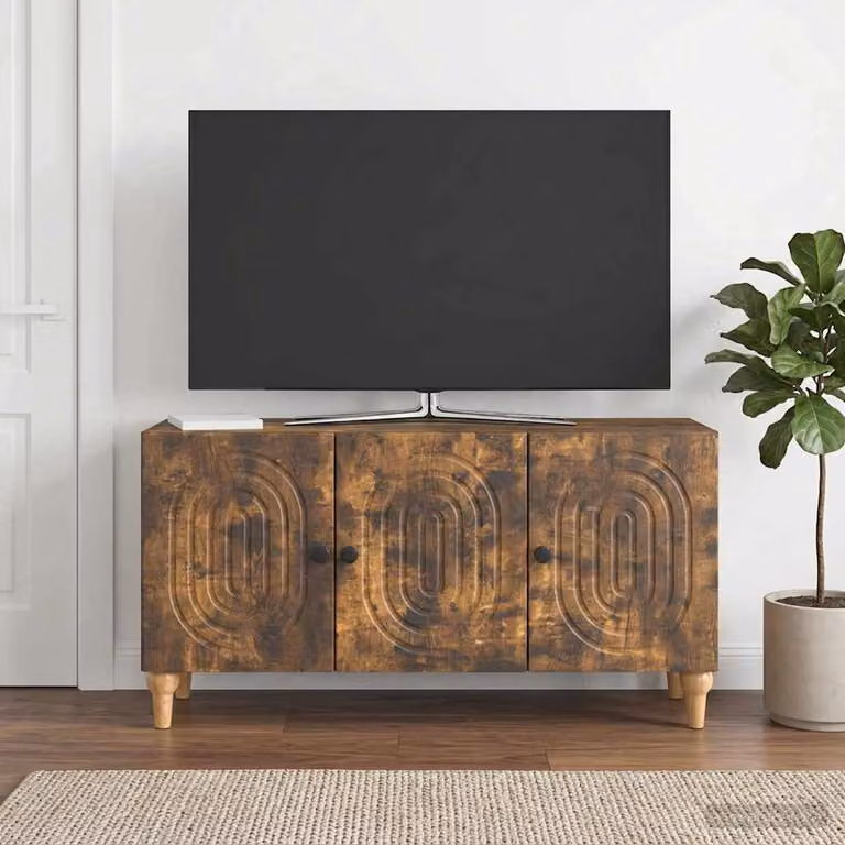 Mobile TV vidaXL in legno ingegnerizzato Rovere Fumo, L 99 x P 34,5 x H 50 cm