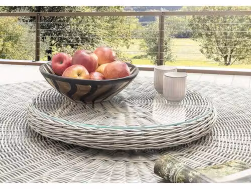 Destiny Giradischi Vintage White Lazy Susann Giradischi in vetro Polyrattan per tavolo Luna - Senza tavolo -