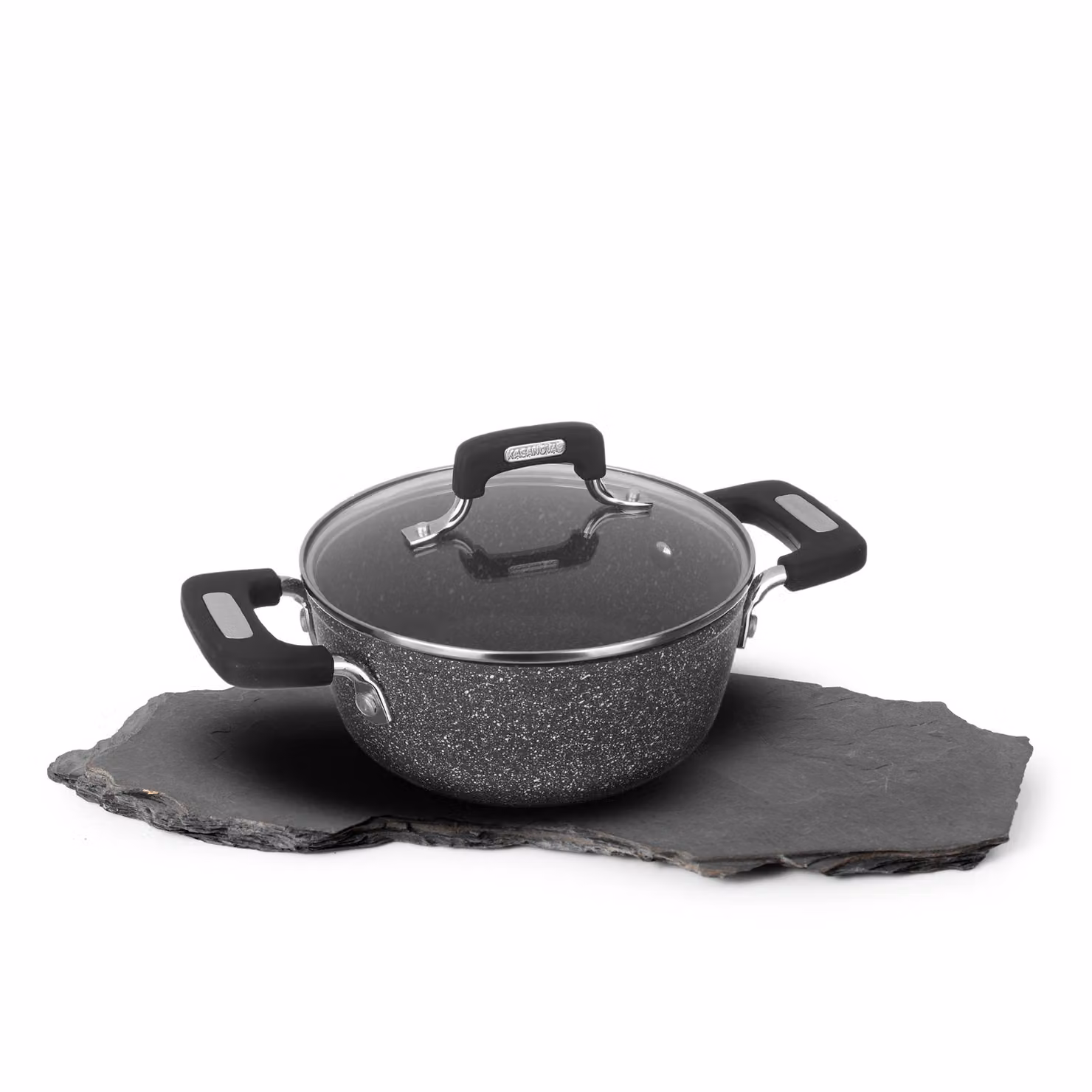 Casseruola Kasanova New Petra Dark con rivestimento antiaderente in ceramica e silicone, colore grigio, diametro 20 cm – 2