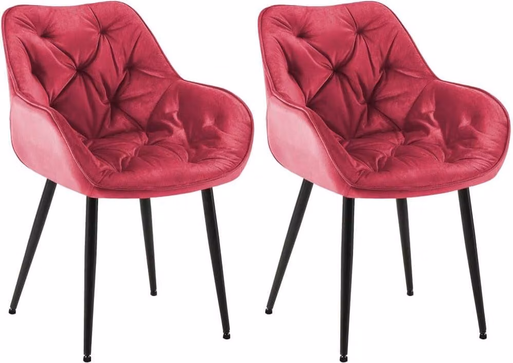 set di 2 sedie da pranzo in velluto - Set di sedie - Design moderno e comfort | Colore: Rosso